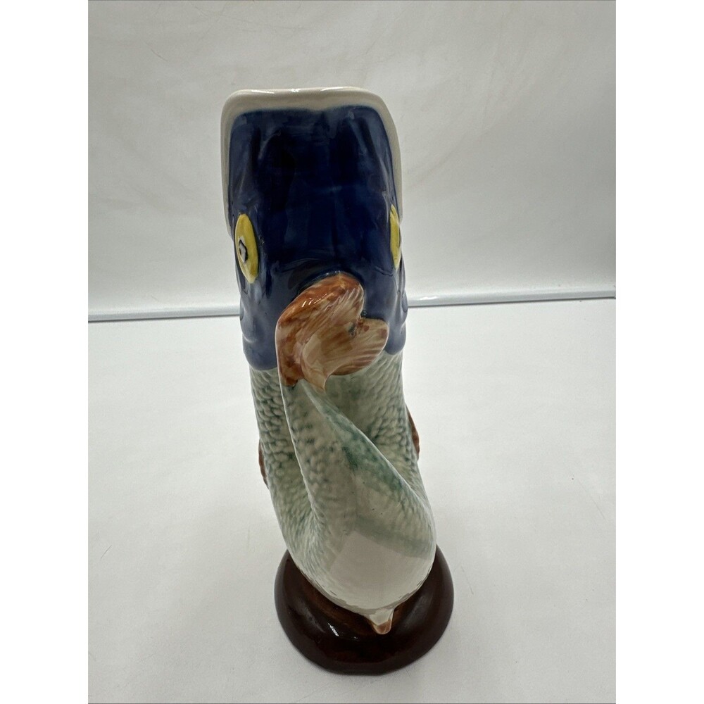 Secla Portugal Majolica Colorful Gluggle Jug Pitcher Gurgling Carp Fish 9" - Picture 2 of 8